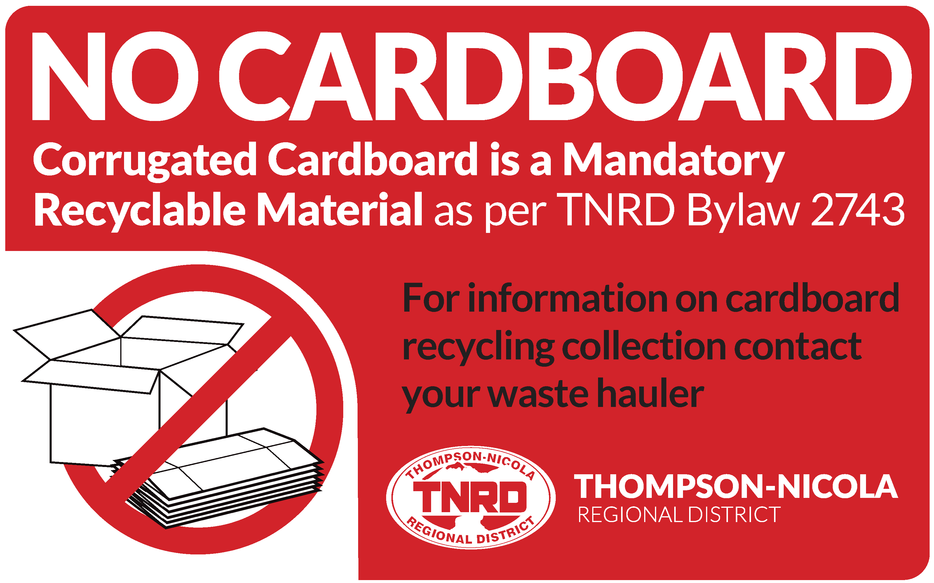 “No Cardboard” Bin Decal Small